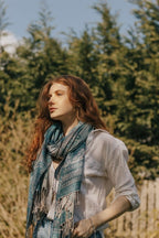 Turquoise Vintage Lace and Paisley Pashmina with Tassels - Scarves & Snoods - British D'sire