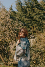 Turquoise Vintage Lace and Paisley Pashmina with Tassels - Scarves & Snoods - British D'sire