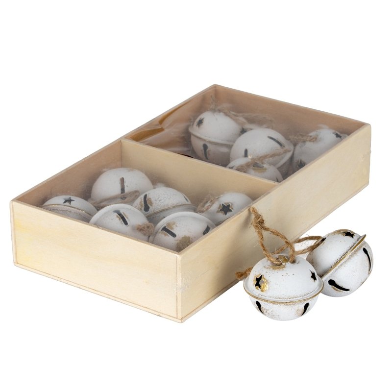 Twelve Metal Nordic Bells in Wooden Box - Christmas Decor - British D'sire