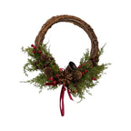 Twig Wreath with Red Berries, Pinecones, Bells and Bow Medium - Garland - British D'sire