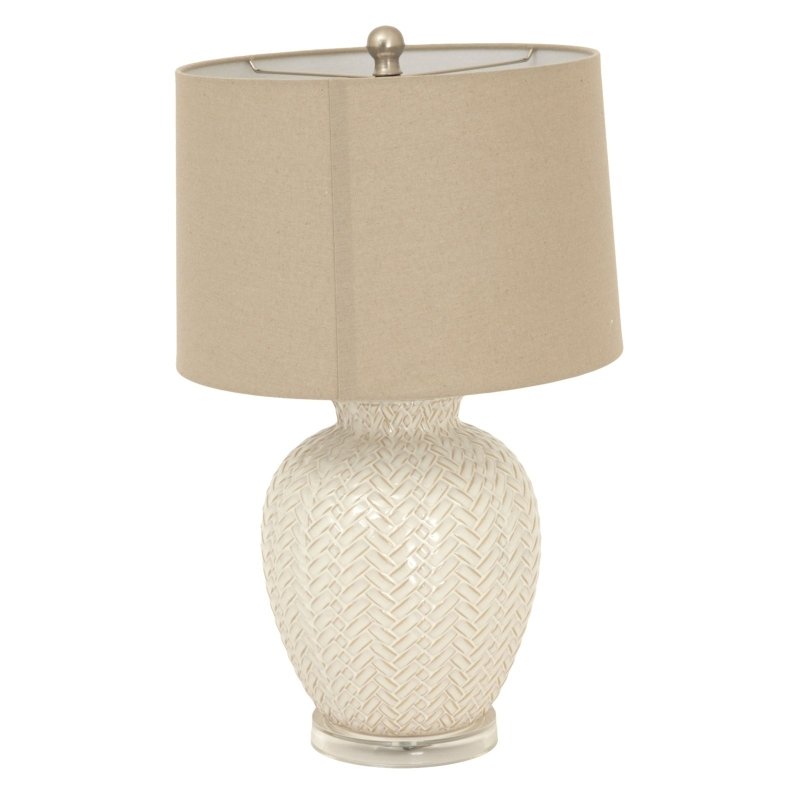 Twill Weave Ceramic Table Lamp With Linen Shade - Lamps - British D'sire