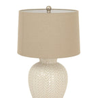 Twill Weave Ceramic Table Lamp With Linen Shade - Lamps - British D'sire