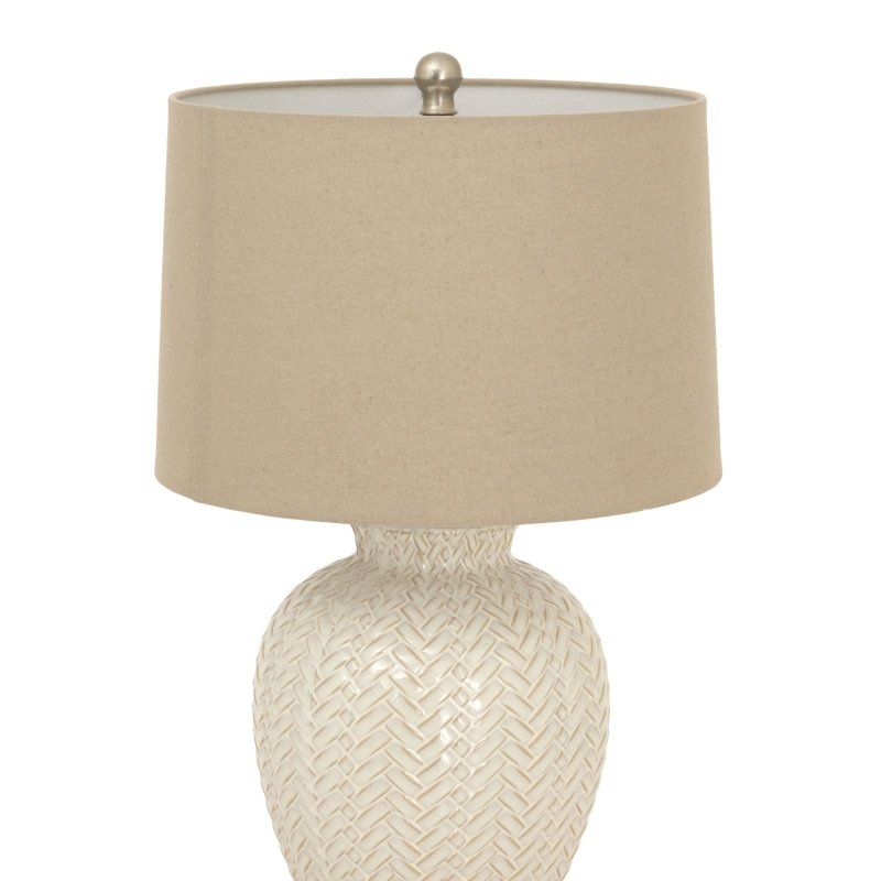 Twill Weave Ceramic Table Lamp With Linen Shade - Lamps - British D'sire