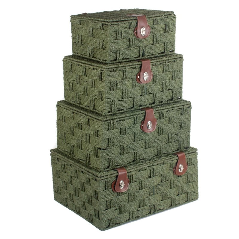 Twisted Green Paper Rope Picnic Basket - Storage Baskets - British D'sire