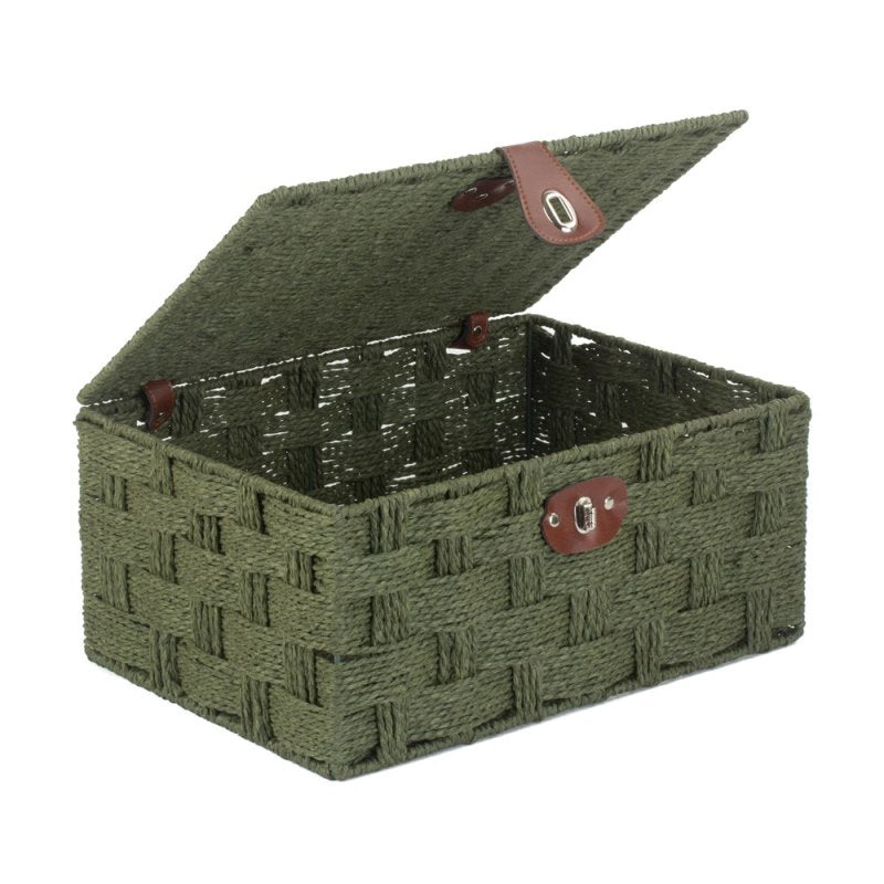 Twisted Green Paper Rope Picnic Basket - Storage Baskets - British D'sire
