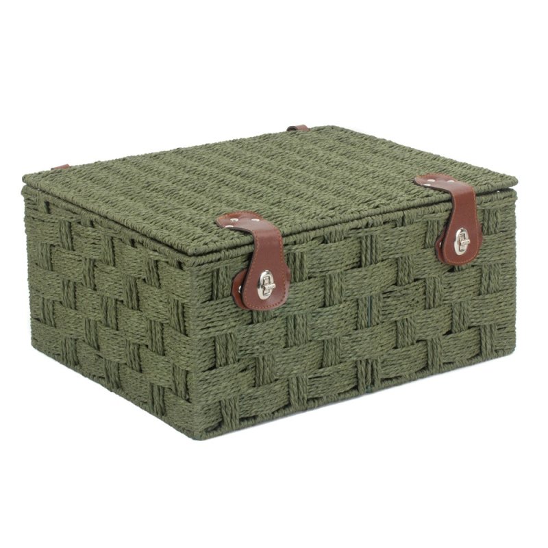 Twisted Green Paper Rope Picnic Basket - Storage Baskets - British D'sire