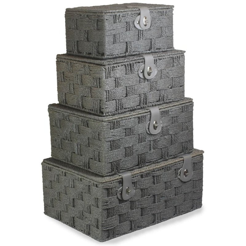 Twisted Grey Paper Rope Picnic Basket - Storage Baskets - British D'sire Main image