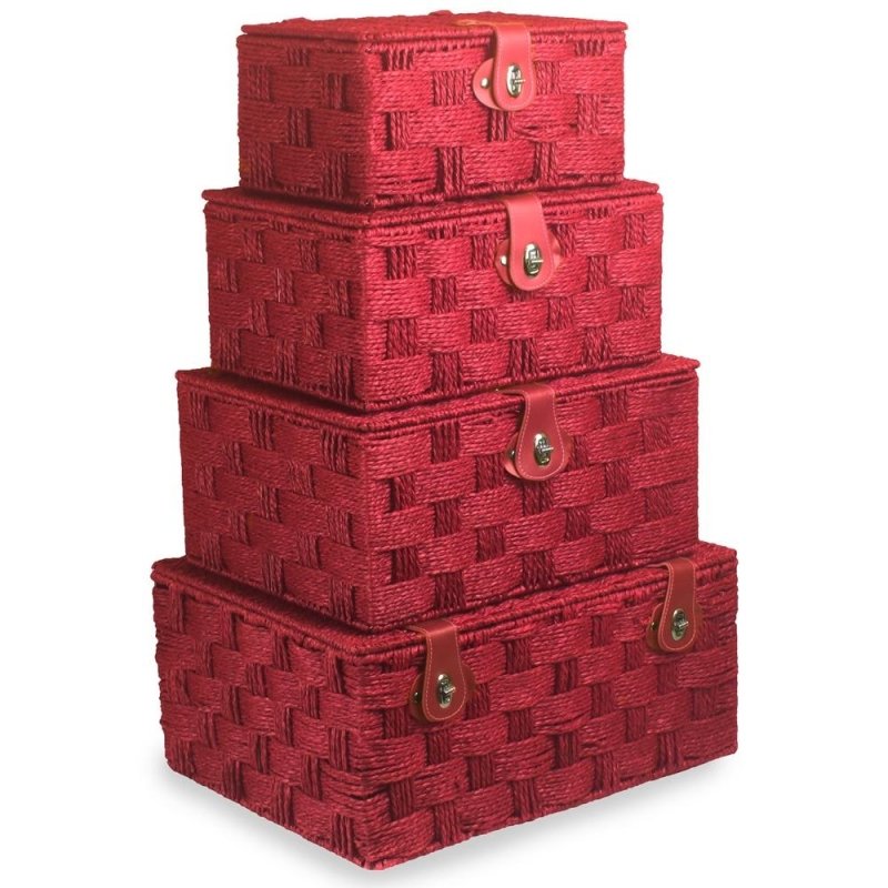 Twisted Red Paper Rope Hamper Basket - Storage Baskets - British D'sire Main image
