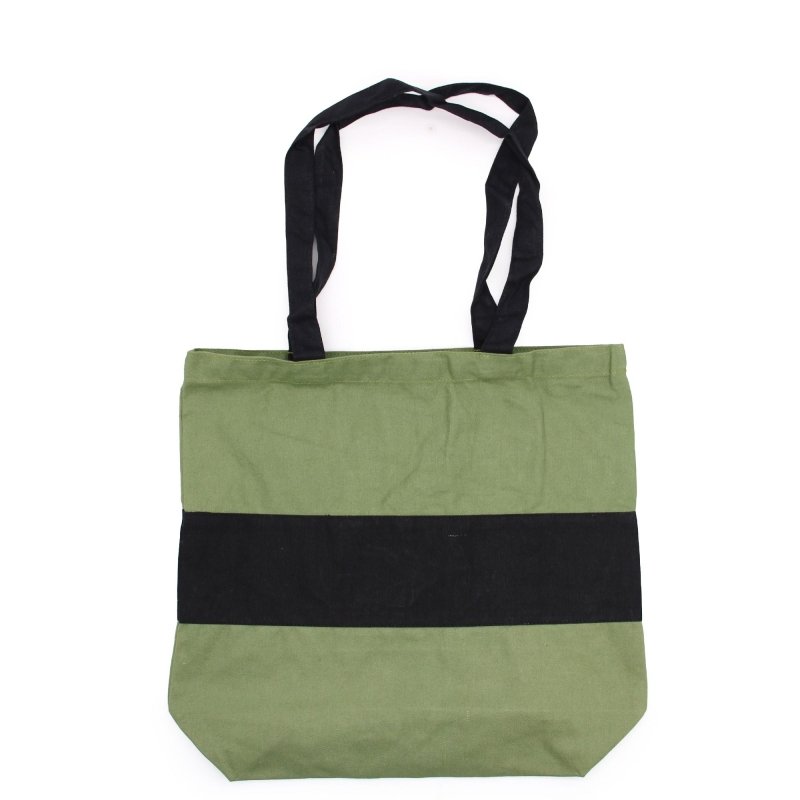 Two Tone Cotton Bag - 38X42X12cm - Green & Black - 10Oz - Tote Bags - British D'sire