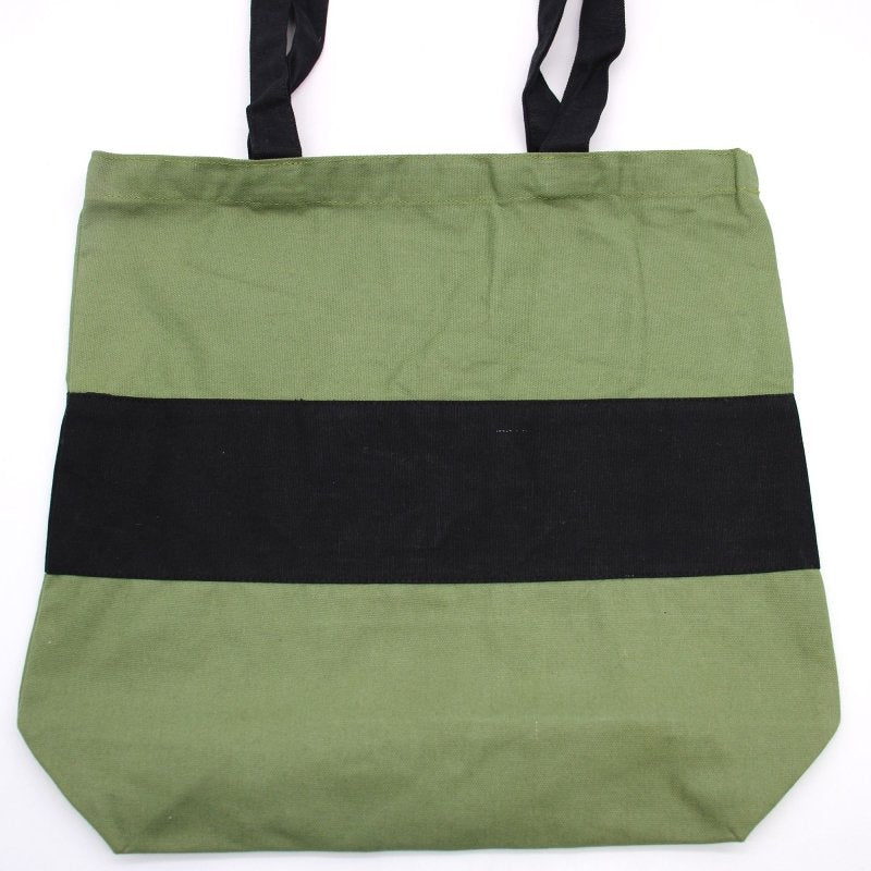 Two Tone Cotton Bag - 38X42X12cm - Green & Black - 10Oz - Tote Bags - British D'sire