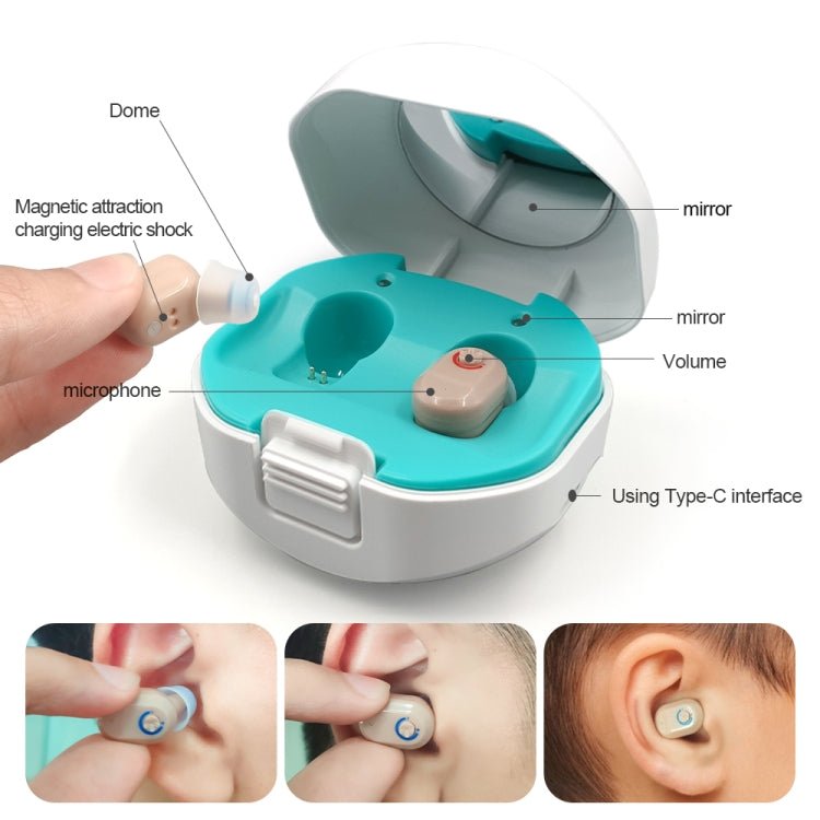 TWS On - Ear Sound Amplifier Hearing Aid with Charging Compartment(Skin Color) - British D'sire