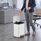 [UK Warehouse] 20 L Kitchen Pedal Bin, Metal Rubbish Bin with Removable Inner Bucket, Soft-Close & Stay-Open Lid, Cream White - British D'sire