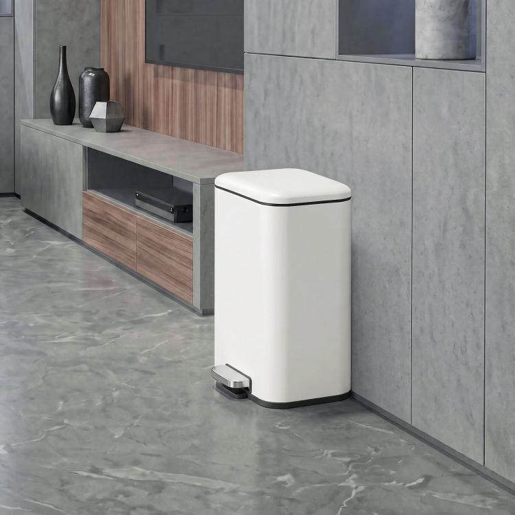 [UK Warehouse] 20 L Kitchen Pedal Bin, Metal Rubbish Bin with Removable Inner Bucket, Soft-Close & Stay-Open Lid, Cream White - British D'sire