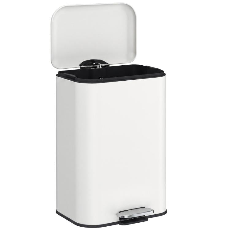 [UK Warehouse] 20 L Kitchen Pedal Bin, Metal Rubbish Bin with Removable Inner Bucket, Soft-Close & Stay-Open Lid, Cream White - British D'sire Main image