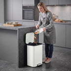 [UK Warehouse] 20 L Kitchen Pedal Bin, Metal Rubbish Bin with Removable Inner Bucket, Soft-Close & Stay-Open Lid, Cream White - British D'sire