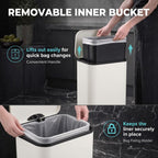 [UK Warehouse] 20 L Kitchen Pedal Bin, Metal Rubbish Bin with Removable Inner Bucket, Soft-Close & Stay-Open Lid, Cream White - British D'sire