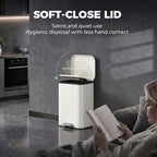 [UK Warehouse] 20 L Kitchen Pedal Bin, Metal Rubbish Bin with Removable Inner Bucket, Soft-Close & Stay-Open Lid, Cream White - British D'sire