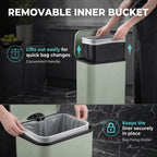 [UK Warehouse] 20 L Kitchen Pedal Bin, Metal Rubbish Bin with Removable Inner Bucket, Soft-Close & Stay-Open Lid, Light Green - British D'sire