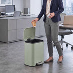 [UK Warehouse] 20 L Kitchen Pedal Bin, Metal Rubbish Bin with Removable Inner Bucket, Soft-Close & Stay-Open Lid, Light Green - British D'sire
