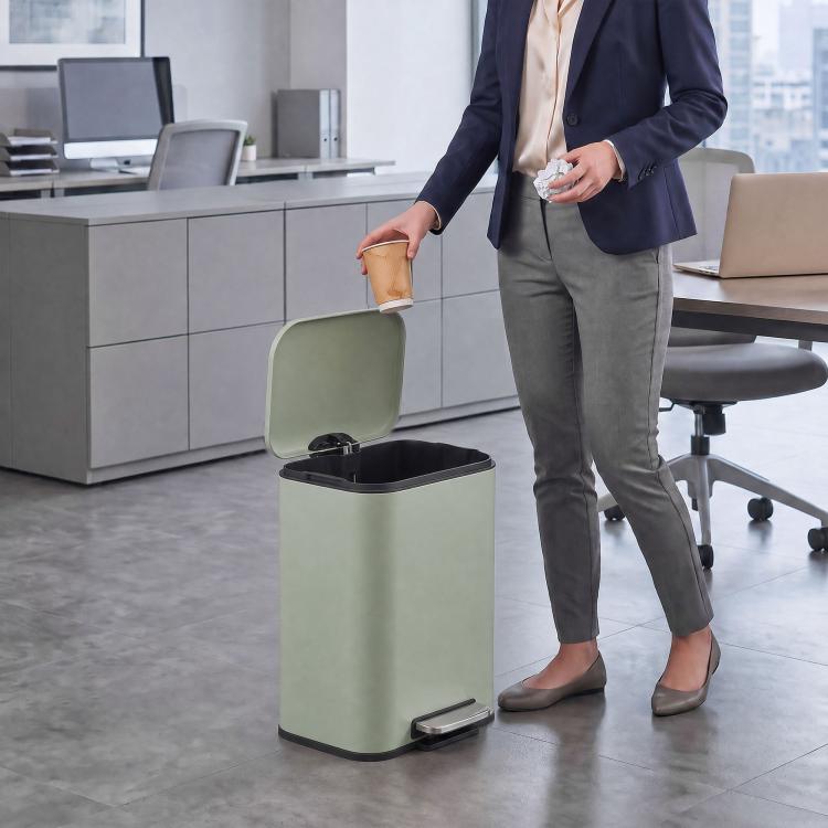 [UK Warehouse] 20 L Kitchen Pedal Bin, Metal Rubbish Bin with Removable Inner Bucket, Soft-Close & Stay-Open Lid, Light Green - British D'sire