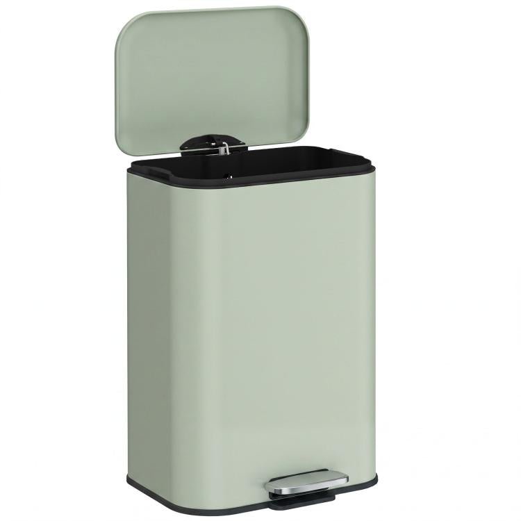 [UK Warehouse] 20 L Kitchen Pedal Bin, Metal Rubbish Bin with Removable Inner Bucket, Soft-Close & Stay-Open Lid, Light Green - British D'sire Main image
