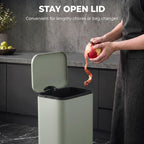 [UK Warehouse] 20 L Kitchen Pedal Bin, Metal Rubbish Bin with Removable Inner Bucket, Soft-Close & Stay-Open Lid, Light Green - British D'sire