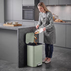 [UK Warehouse] 20 L Kitchen Pedal Bin, Metal Rubbish Bin with Removable Inner Bucket, Soft-Close & Stay-Open Lid, Light Green - British D'sire