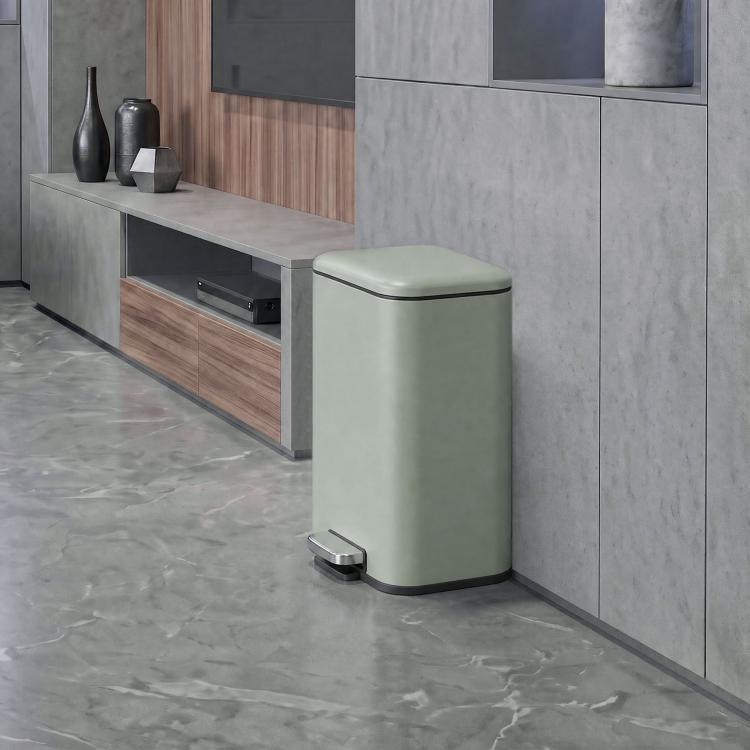 [UK Warehouse] 20 L Kitchen Pedal Bin, Metal Rubbish Bin with Removable Inner Bucket, Soft-Close & Stay-Open Lid, Light Green - British D'sire