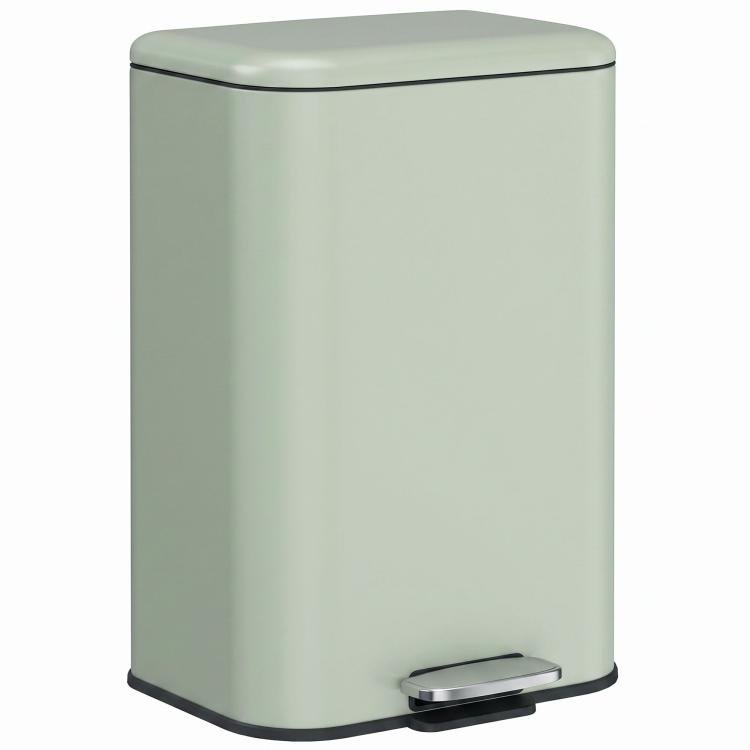 [UK Warehouse] 20 L Kitchen Pedal Bin, Metal Rubbish Bin with Removable Inner Bucket, Soft-Close & Stay-Open Lid, Light Green - British D'sire