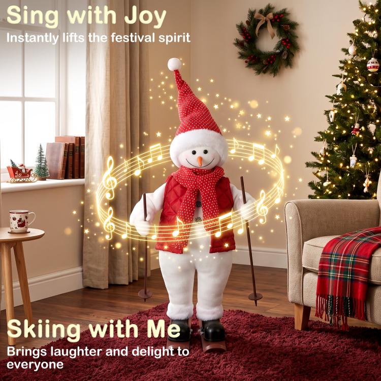 [UK Warehouse] 2ft Life Size Singing Skiing Santa Claus with Posable Arms - British D'sire
