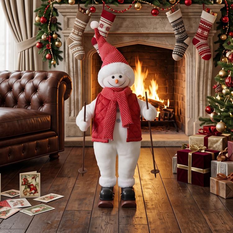[UK Warehouse] 2ft Life Size Singing Skiing Santa Claus with Posable Arms - British D'sire