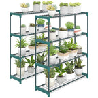 [UK Warehouse] 4-Tier Plant Stand Indoor Outdoor, Set of 2 Metal Plant Shelf with Rack Buckles for Easy Assembly, Flower Display Rack - British D'sire