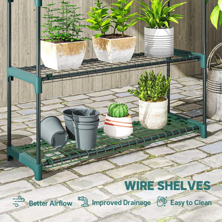 [UK Warehouse] 4-Tier Plant Stand Indoor Outdoor, Set of 2 Metal Plant Shelf with Rack Buckles for Easy Assembly, Flower Display Rack - British D'sire