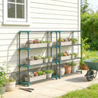 [UK Warehouse] 4-Tier Plant Stand Indoor Outdoor, Set of 2 Metal Plant Shelf with Rack Buckles for Easy Assembly, Flower Display Rack - British D'sire