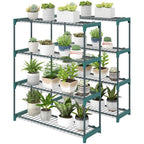 [UK Warehouse] 4-Tier Plant Stand Indoor Outdoor, Set of 2 Metal Plant Shelf with Rack Buckles for Easy Assembly, Flower Display Rack - British D'sire
