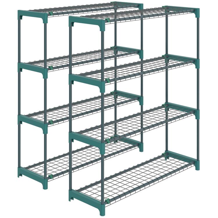 [UK Warehouse] 4-Tier Plant Stand Indoor Outdoor, Set of 2 Metal Plant Shelf with Rack Buckles for Easy Assembly, Flower Display Rack - British D'sire