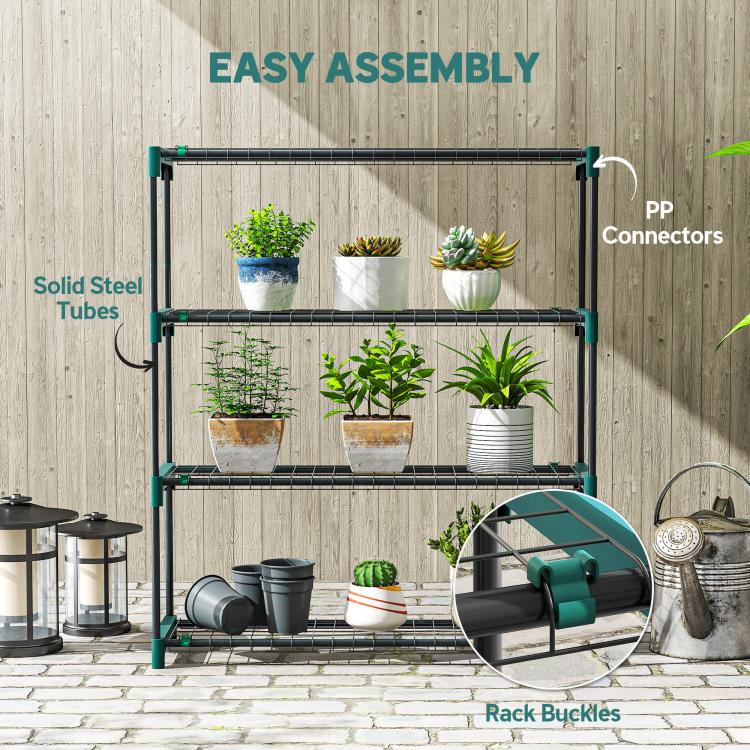 [UK Warehouse] 4-Tier Plant Stand Indoor Outdoor, Set of 2 Metal Plant Shelf with Rack Buckles for Easy Assembly, Flower Display Rack - British D'sire