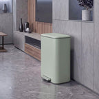 [UK Warehouse] 50 L Kitchen Pedal Bin, Metal Rubbish Bin with Removable Inner Bucket, Soft-Close & Stay-Open Lid, Light Green - British D'sire