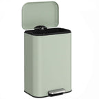 [UK Warehouse] 50 L Kitchen Pedal Bin, Metal Rubbish Bin with Removable Inner Bucket, Soft-Close & Stay-Open Lid, Light Green - British D'sire