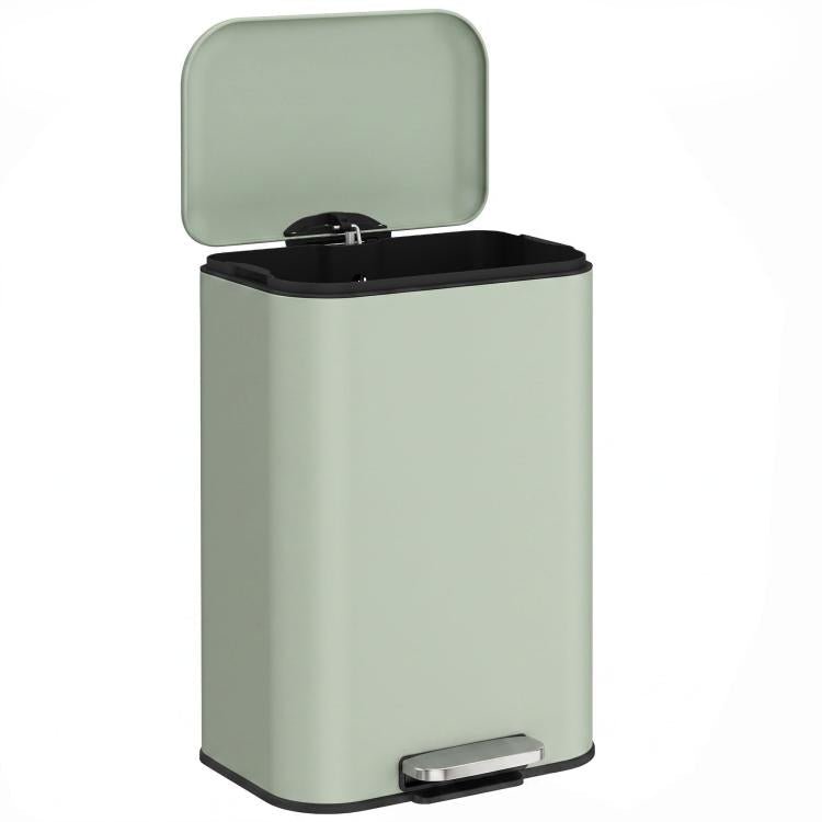 [UK Warehouse] 50 L Kitchen Pedal Bin, Metal Rubbish Bin with Removable Inner Bucket, Soft-Close & Stay-Open Lid, Light Green - British D'sire