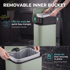 [UK Warehouse] 50 L Kitchen Pedal Bin, Metal Rubbish Bin with Removable Inner Bucket, Soft-Close & Stay-Open Lid, Light Green - British D'sire