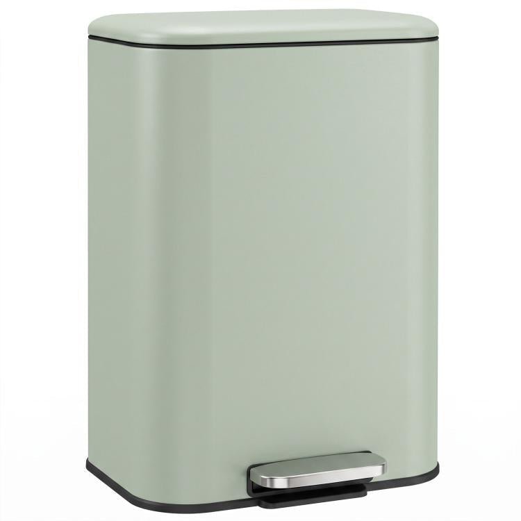 [UK Warehouse] 50 L Kitchen Pedal Bin, Metal Rubbish Bin with Removable Inner Bucket, Soft-Close & Stay-Open Lid, Light Green - British D'sire