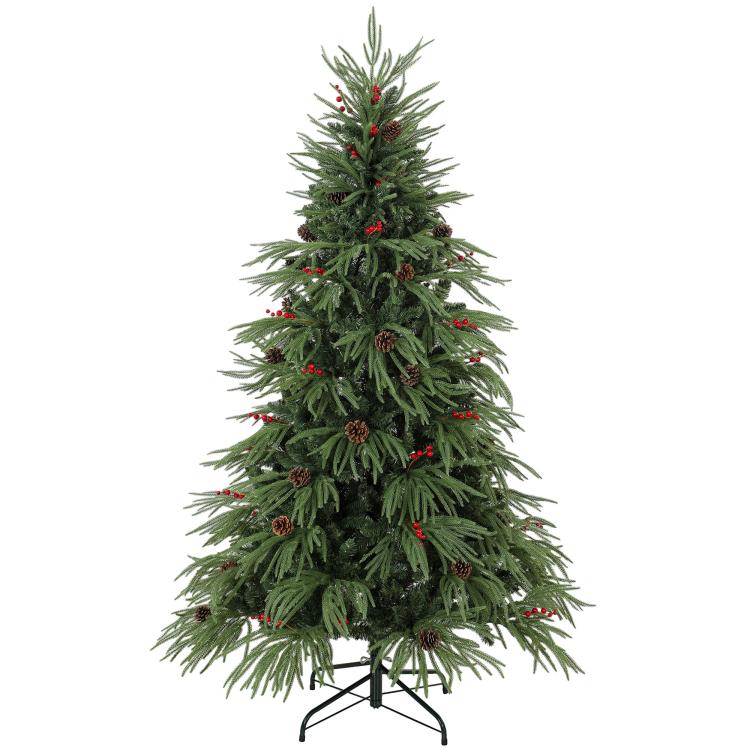 [UK Warehouse] 6ft Artificial Christmas Tree with Pinecones, Red Berries, Hinged Predecorated Xmas Tree with 2843 Branch Tips Secondary image