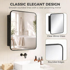 [UK Warehouse] Bathroom Medicine Mirror Cabinet, Bathroom Wall Cabinet with Storage, Magnetic Door and Adjustable Shelf, Black - British D'sire
