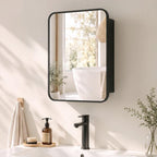 [UK Warehouse] Bathroom Medicine Mirror Cabinet, Bathroom Wall Cabinet with Storage, Magnetic Door and Adjustable Shelf, Black - British D'sire