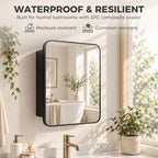 [UK Warehouse] Bathroom Medicine Mirror Cabinet, Bathroom Wall Cabinet with Storage, Magnetic Door and Adjustable Shelf, Black - British D'sire