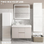 [UK Warehouse] Bathroom Storage Unit, Tall Bathroom Cabinet with 2 Cupboards and Adjustable Shelves, White - British D'sire