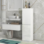 [UK Warehouse] Bathroom Storage Unit, Tall Bathroom Cabinet with 2 Cupboards and Adjustable Shelves, White - British D'sire