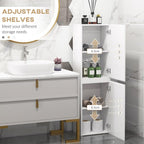 [UK Warehouse] Bathroom Storage Unit, Tall Bathroom Cabinet with 2 Cupboards and Adjustable Shelves, White - British D'sire