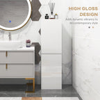 [UK Warehouse] Bathroom Storage Unit, Tall Bathroom Cabinet with 2 Cupboards and Adjustable Shelves, White - British D'sire